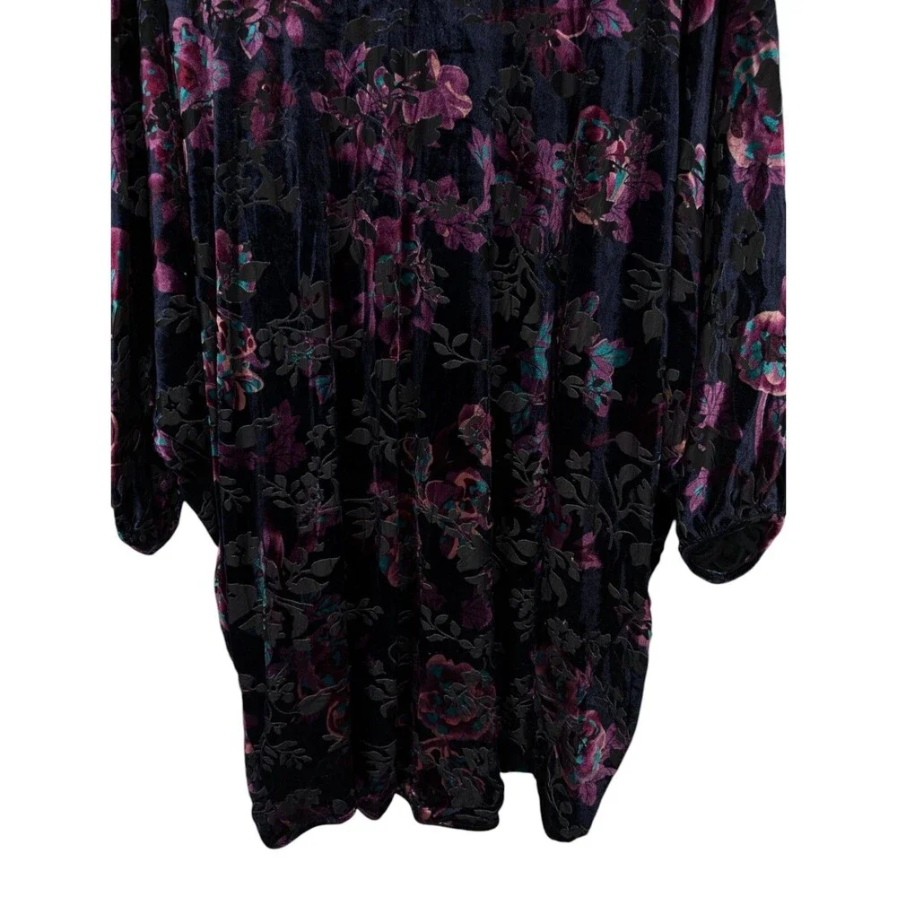 Chelsea & Theodore Floral Velvet Cocoon Kimono Cardigan Size L